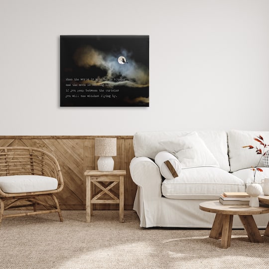 Stupell Industries Witch Flying By Moon Canvas Wall Art